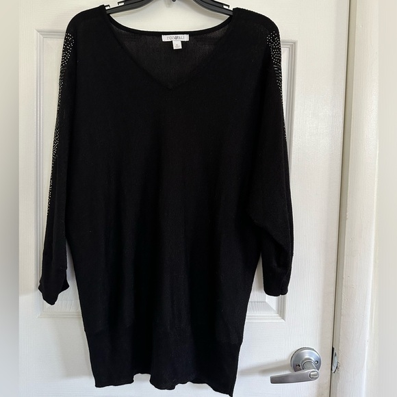 Roz&Ali Black Open Shoulder Sweater - Picture 1 of 6